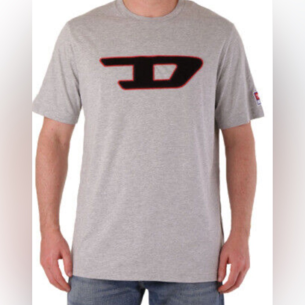 Diesel Gray T-Shirt with Black and Red Logo